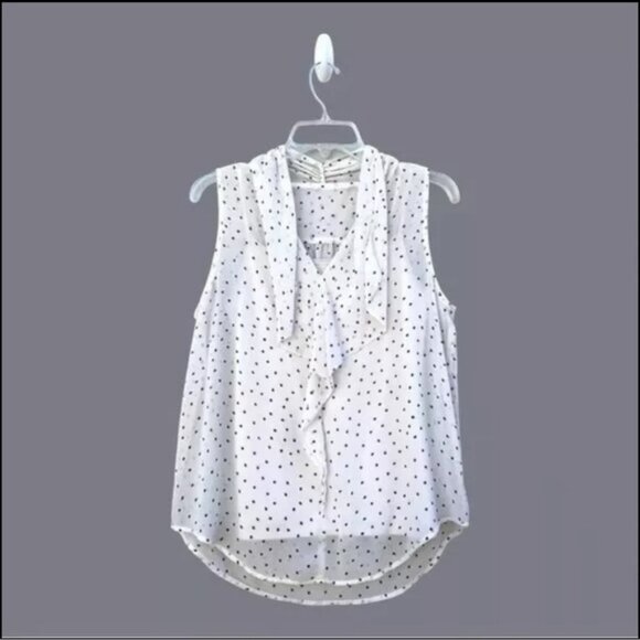 Ann Taylor Women's Size Small White & Black Polka Dot Sheer Blouse Sz Small - Picture 1 of 7